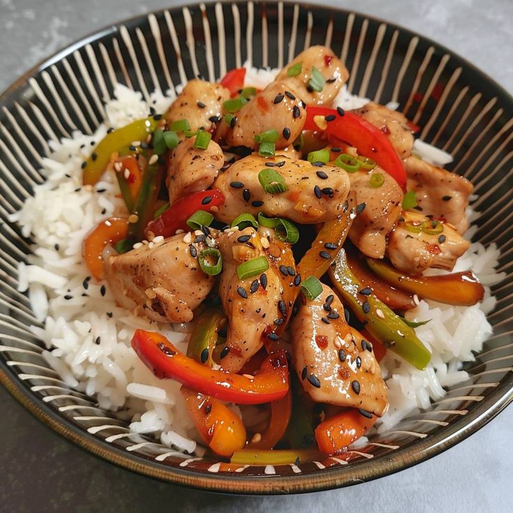 chicken pepper fry, chicken peppers and rice